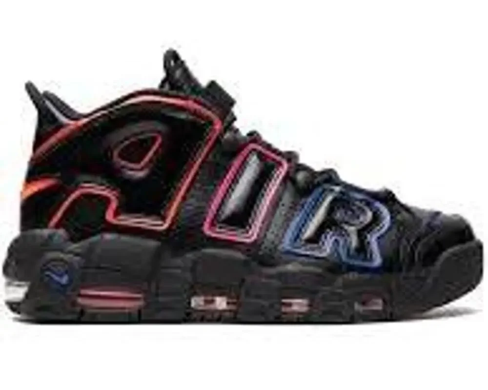 Nike Air More Uptempo Black Red Blue Youth Size 5.5Y - FD1012-001